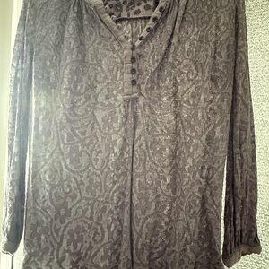 Lucky Brand Charcoal Patterned Blouse